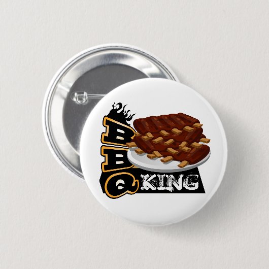 Badge Rond 5 Cm BBQ KING ! Icône côtes (Devant & derrière)