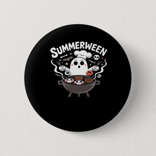 Badge Rond 5 Cm BBQ Summerween amusant (Devant)