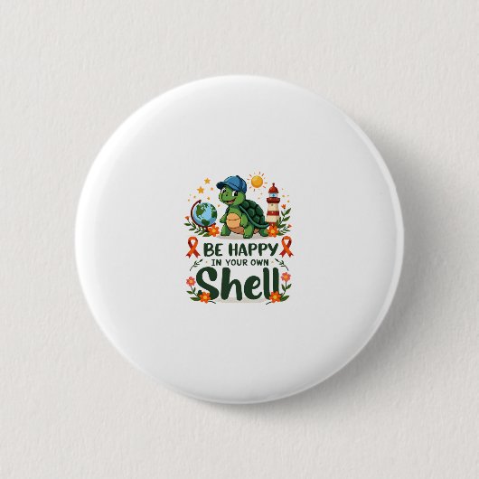 Badge Rond 5 Cm Be Happy In Your Own Shell Turtle Autism Awareness (Devant)