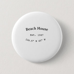 Badge Rond 5 Cm Beach house et. Date année coordonnées personnalis