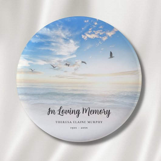 Badge Rond 5 Cm Beach Ocean Memorial ou Funeral Tribute