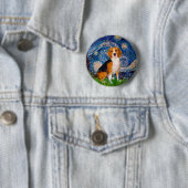 Badge Rond 5 Cm Beagle 7 - Nuit étoilée (En situation)