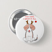 Badge Rond 5 Cm Beagle cher Père Noël (Devant & derrière)