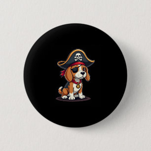 Badge Rond 5 Cm Beagle Costume de pirate Jolly roger Drapeau Croix