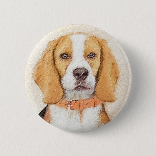 Badge Rond 5 Cm Beagle Hound Dog Peinture Animal Art original (Devant)