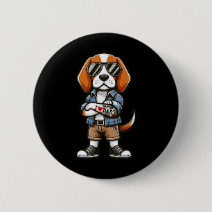 Badge Rond 5 Cm Beagle J'Aime Papa Drôle Chien Tatouage
