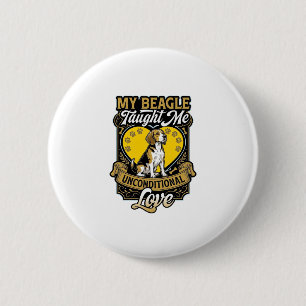 Badge Rond 5 Cm Beagle m'a appris l'amour inconditionnel Chien Cœu