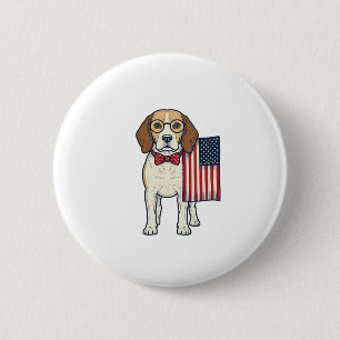 Badge Rond 5 Cm Beagle patriotique avec drapeau vintage vector art