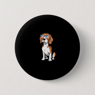 Badge Rond 5 Cm Beagle portant des lunettes de soleil Vacances drô