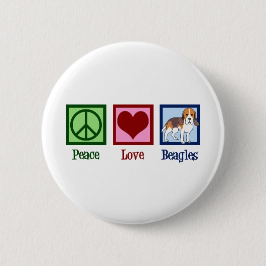 Badge Rond 5 Cm Beagles mignons de l'amour de la paix (Devant)