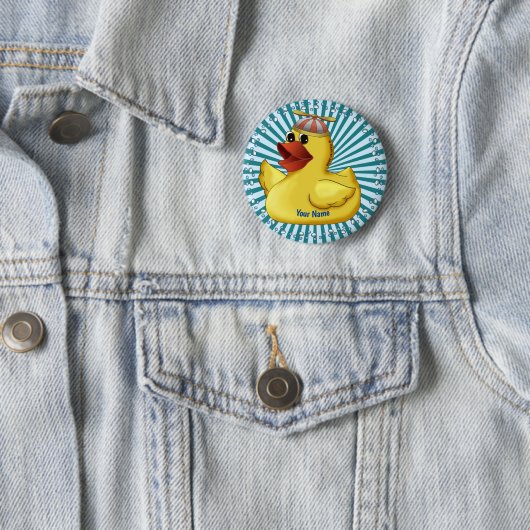 Badge Rond 5 Cm Béanie Casquette Canard en caoutchouc (En situation)