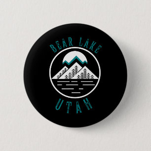 Badge Rond 5 Cm Bear Lake Utah Montagne Ski Hiking Pêche Bateau