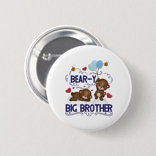 Badge Rond 5 Cm Bear y Big Brother Fils de frère (Devant & derrière)