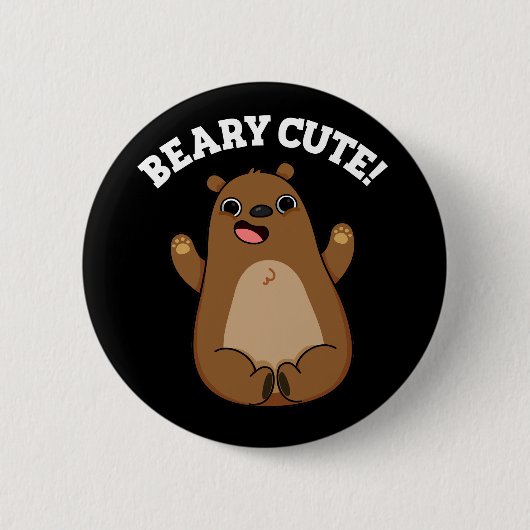 Badge Rond 5 Cm Beary Cute Teddy Bear Pun Dark BG (Devant)