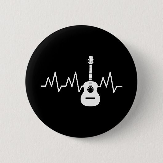 Badge Rond 5 Cm Beat cardiaque de guitare acoustique (Devant)