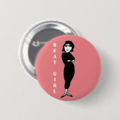 Badge Rond 5 Cm Beat Girl pink (Devant & derrière)