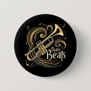 Badge Rond 5 Cm Beats en laiton Trumpet Player Groove