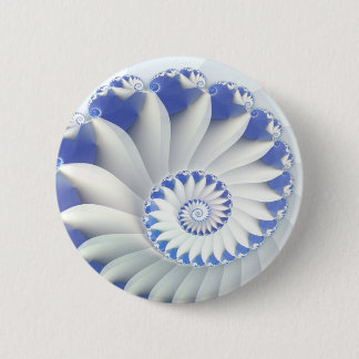 Badge Rond 5 Cm Beau Bleu & Blanc Mer Shell Art Fractal fin