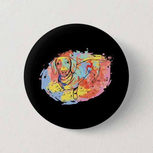 Badge Rond 5 Cm Beau chien teckel (Devant)