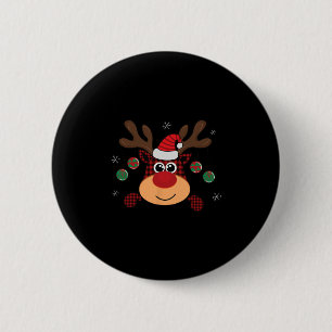 Badge Rond 5 Cm beau classique hiver rouge de buffle plaid saut