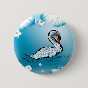 Badge Rond 5 Cm Beau cygne