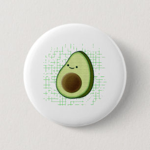 Badge Rond 5 Cm Beau Dessin Avocado Sur Un Arrière - plan Distress