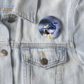 Badge Rond 5 Cm Beau geai bleu (En situation)