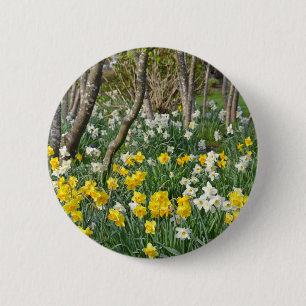 Badge Rond 5 Cm Beau jardin de jonquille de ressort