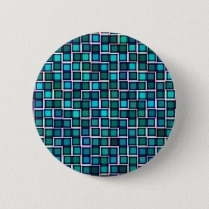 Badge Rond 5 Cm Beau Motif en Carrelage Abstrait en Bleu