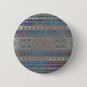 Badge Rond 5 Cm Beau motif géométrique aztèque coloré frais