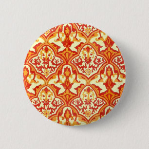 BADGE ROND 5 CM BEAU MOTIF - ROUGE & ORANGE