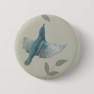 Badge Rond 5 Cm Beau Oiseau Bleu