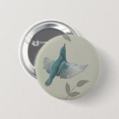 Badge Rond 5 Cm Beau Oiseau Bleu (Devant & derrière)