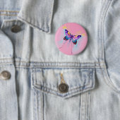Badge Rond 5 Cm Beau Papillon (En situation)