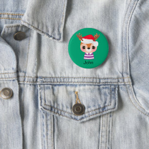 Badge Rond 5 Cm Beau Reindeer Noël Animal d'hiver
