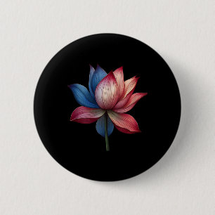 Badge Rond 5 Cm Beau Rouge Bleu Blanc Lotus Kamala Présidentielle