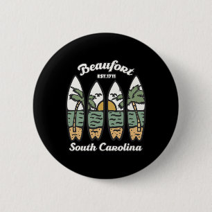 Badge Rond 5 Cm Beaufort Caroline du Sud Surfant Surfeur Coucher d