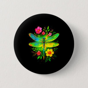 Badge Rond 5 Cm Beauté de libellule - journée de la terre aquarell