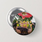 Badge Rond 5 Cm Beauté kenyane : Fleur, Aloe Vera, & Buffalo Desig (Devant & derrière)