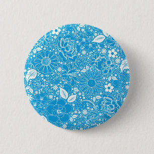 Badge Rond 5 Cm Beautés botaniques Bleu clair