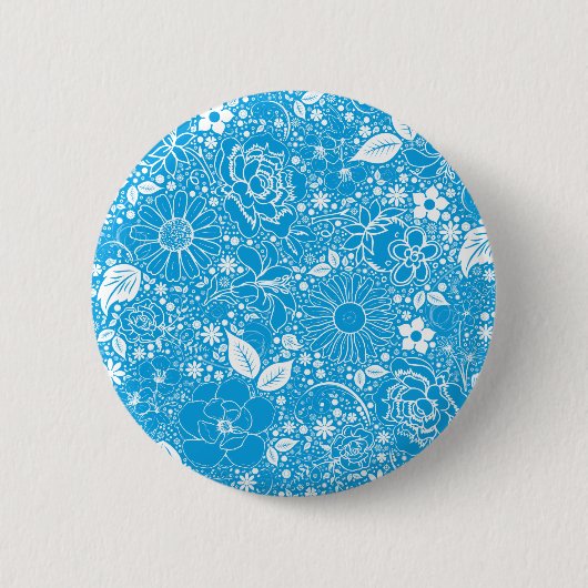 Badge Rond 5 Cm Beautés botaniques Bleu clair (Devant)