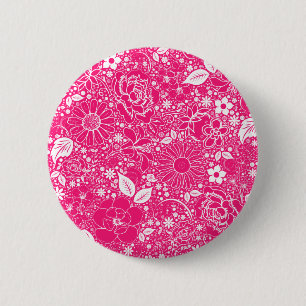 Badge Rond 5 Cm Beautés botaniques Hot rose