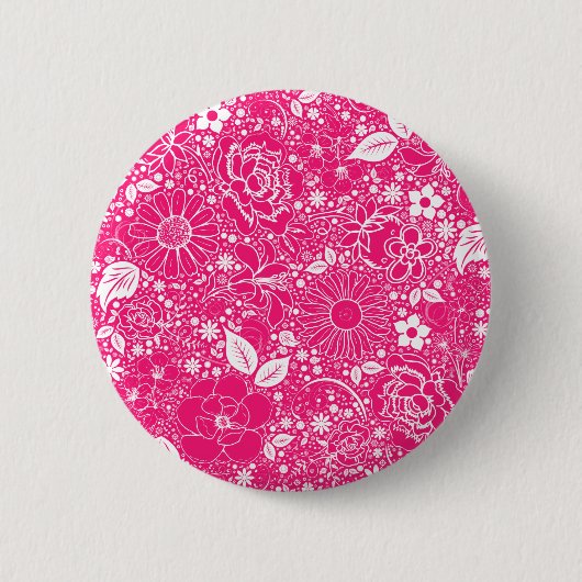 Badge Rond 5 Cm Beautés botaniques Hot rose (Devant)