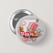 Badge Rond 5 Cm Beauticier rose Pansy (Devant & derrière)