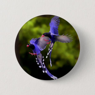 Badge Rond 5 Cm Beautiful Purple Birds in Flight Button