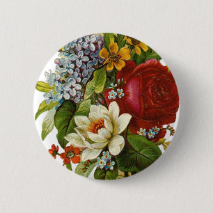 Badge Rond 5 Cm Beautiful Romantic Summer Bouquet with Red Rose