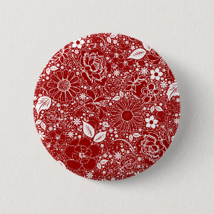 Badge Rond 5 Cm Beaux botaniques Bouton Pinback rouge