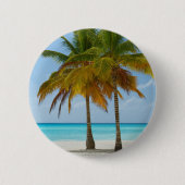 Badge Rond 5 Cm Beaux palmiers sur une plage tropicale (Devant)
