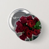 BADGE ROND 5 CM BEAUX ROSES ROUGES (Devant & derrière)
