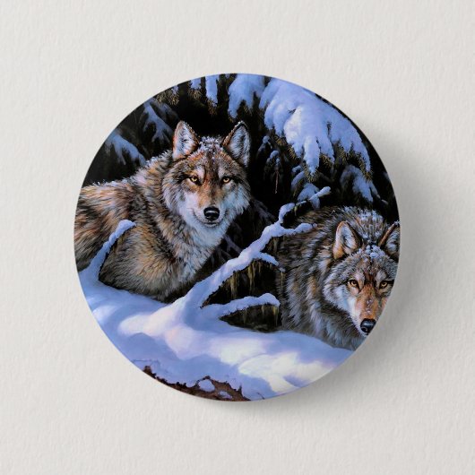 Badge Rond 5 Cm Beaux tableaux de deux loups (Devant)